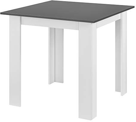 [en.casa] Esstisch Algermissen 80x80x76 cm für 4 Personen Quadratisch Spanplatte Dunkelgrau/Weiß