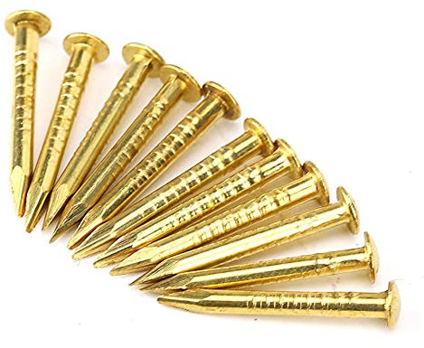 100 pezzi di chiodi a testa tonda in ottone, 10 mm/15 mm/18 mm/22 mm chiodini in ottone per bocchette per mobili, cerniere, scatole, progetti di artigianato(15mm Length)