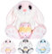 My OLi Osterhase Plüsch Hase mit Osterei 20cm Kuscheltier Hase Stofftier Kuscheltiere Schlappohren Sitzend Kuschelhase Plüschtiere Für Mädchen Kinder Jungen-Rosa Farbe