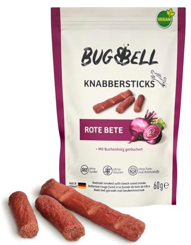 BugBell Softer Hundeleckerli mit Roter Bete 60g, Hundesnack, Dog Treats, Hypoallergen, Vegan, Ohne Zucker, mit Hochwertigen Rohstoffen