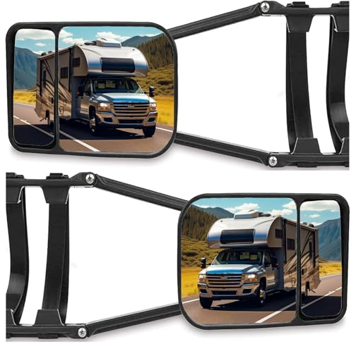 Riloer 2 espejos universales para caravanas, espejos retrovisores para autocaravanas, espejos retrovisores exteriores, remolques, espejos laterales dobles para autocaravanas, autocaravanas
