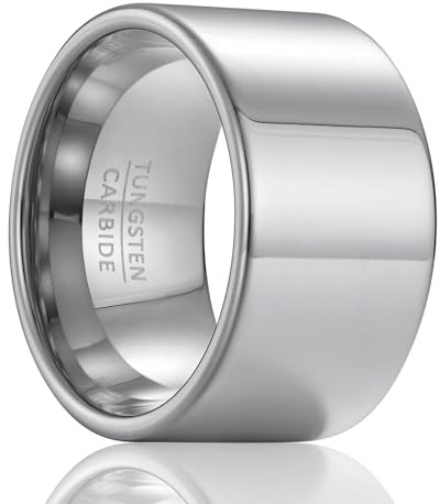 SOXEMAN Anello da Pollice Uomo, Fascia in Tungsteno Pesante Larghezza 14mm, Gioiello Solido dallo Stile Dominante, Comfort Fit (Misura USA) | Argento | Misura USA 10 (62,2 mm)