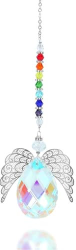 JYTDBCS Amazon Sun Catcher AB Color Crystal Angel Wing Pendant Handmade outdoor holiday hanging ornament crystal suncatcher hanging crystals,hanging suncatcher