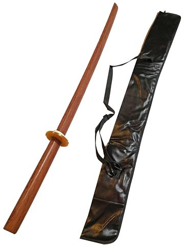 TEKKA BUDO Set Bokken Roteiche mit Waffentasche - 100 cm mit Tsuba - Trainingsschwert Japanisch - Holzschwert Aikido, Iaido, Kempo, Kobudo, Kampfkunst