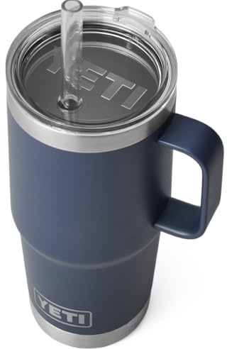 YETI Rambler Trinkbecher Mit Trinkhalmdeckel, Navy, 25 oz (739 ml)