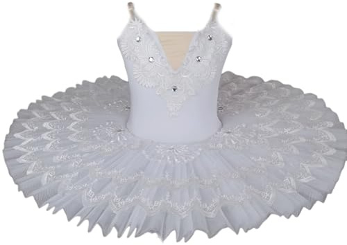 EFLALYHG Blanca,120, Tutú de Ballet Profesional para niñas, Vestido de Ballet para niños, tutú de panqueque, Vestido de Princesa Bailarina para Fiesta cumpleaños, Disfraz de Ballet