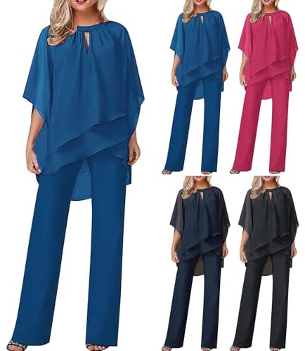 Matchande set, tvådelad byxdress, damkläder, mode, hög midja, raka ben, lätt vikt, ventilerande, elegant, för bröllopsgäster, formell outfit, för fest