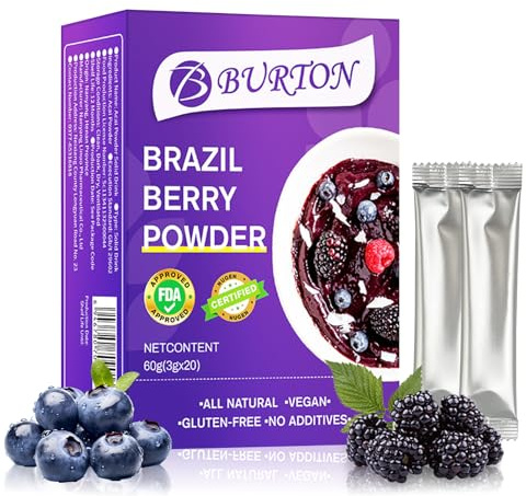 Arándanos Deshidratados en Polvo, Arándanos Liofilizados en Polvo, Vegano, Sin Gluten, Sin Aditivos, 60 g, 20 Sobres