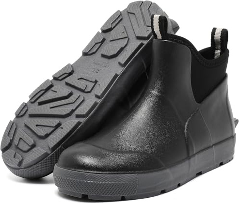 CKWLXQY Men's Deck Boots, Waterproof Ankle Rain Boots with Anti-Slip Traction, Rubber Garden & Fishing Boots for Boating, Camping, Farming & Outdoor Work