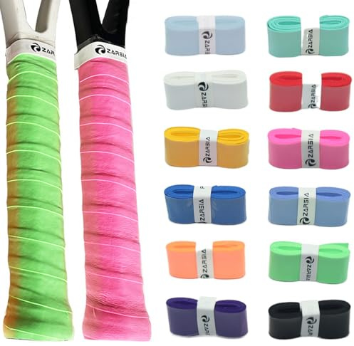 Korsaot 12 Piezas Grip Padel, Antideslizante Grip Tenis, Autoadhesiva Overgrip Tenis, Duradero Absorbente Grips Padel para Tenis, Bádminton y Raquetas de Squash