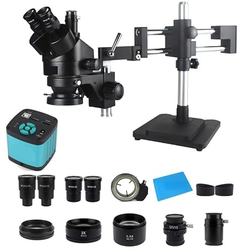 Double Boom Zoom Simul Focal Trinocular Stereo Microscope HDMI USB Microscopio Camera Phone Repair Tools(3.5X-180X 4K 48MP)