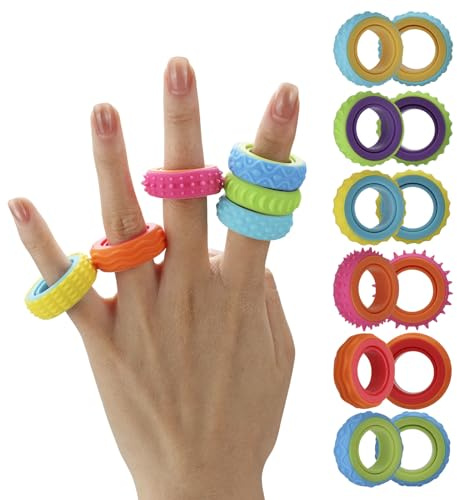 Anneaux Fidget Sensoriels - Lot de 12 - Anti-Stress - Adultes et Ados