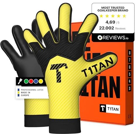 T1TAN Hobby Guantes de Portero niños AROX Yellow, Portero Handschuhe para niños, niñas & Adolescentes, 7-8 años, Viele Farben, fútbol Guantes de Portero, Transpirable, Talla 5