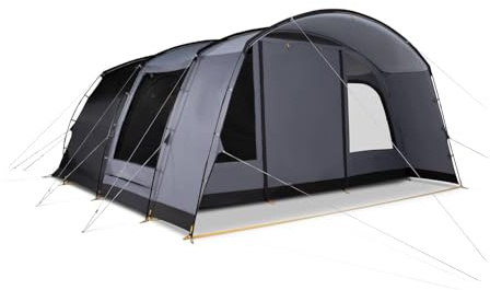 KAMPA Dawlish 6 Person Camping Tent – Large Family Tunnel Tent with Fibreglass Pole Frame, Large Front Canopy, Sewn-In Groundsheet & 75D Waterproof Polyester Flysheet