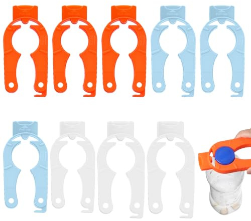 9-pack flasköppnare i plast 3-i-1 multifunktionell vattenflaska öppnare lätt grepp lätt ergonomisk läskburköppnare för artritiska händer hem kök camping utomhusäventyr orange blå vit