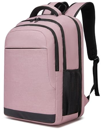 Shavont Laptopryggsäck 15,6 Tum Herr Dam, Arbetsryggsäck med 180° Laptopfack och Stöldskyddsficka, Lätt Datorryggsäck för Resa, Universitet och Kontor (Rosa)