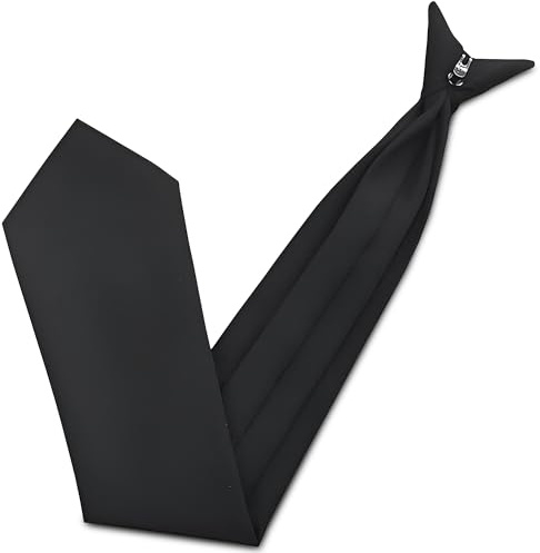 Trimming Shop Black Clip-On Tie For Men Adjustable Polyester Pre-Tied