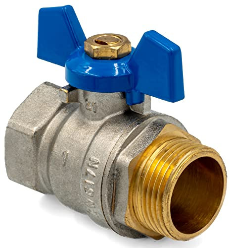 Rubinetto a sfera in ottone 3/4″ – Valvola di intercettazione con maniglia a farfalla 30BAR Filettatura interna – Filettatura esterna