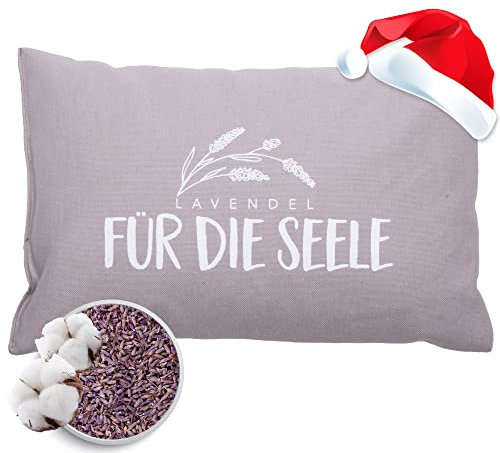 Herbalind Lavendelkissen Für Die Seele 30x20 cm Schlafkissen mit Füllung - Duftkissen zum Schlafen, Oeko TEX 100% Baumwolle, Kräuterkissen mit Lavendel ohne Chemie - Deko Kissen - Geschenk für Frauen