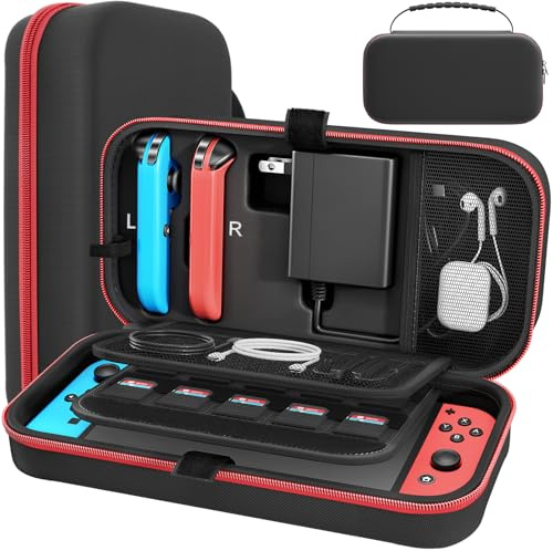Fenolical Tasche Kompatibel mit Nintendo Switch/Switch OLED, Harte Tragetasche Hülle Case für die Nintendo Switch/Switch OLED, Schutzhülle mit Aufbewahrung für 20 Spiele, Konsole & Zubehör