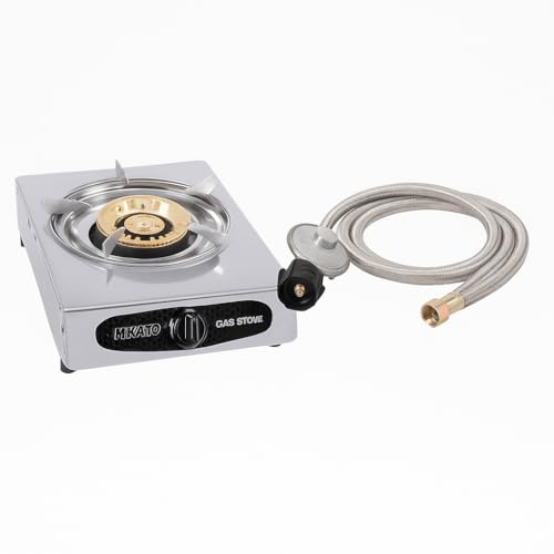 Nikatto Single Burner Gas Stove With Regulator, Stainless Steel Propane Stove For Camping, Tailgating, and Hurricane Preparedness