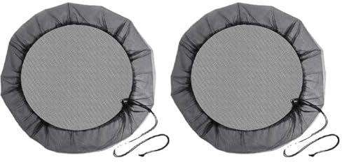 Carriere Mesh Cover for Rain Barrels with Drawstring, Netting Screen Cover for Rain Catcher Rain Water Catching System (Black)