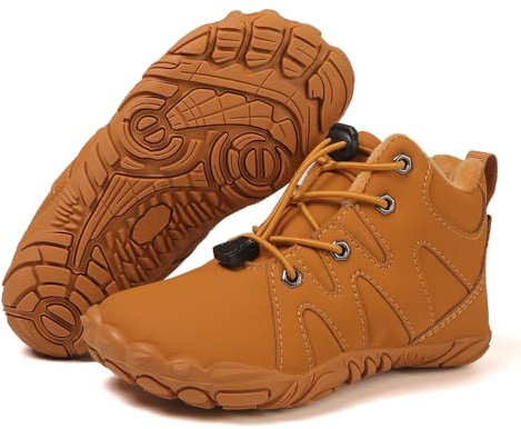 Bambini Scarpe Barefoot Invernali Minimaliste Ragazzi Ragazza Stivali da Neve con Suola Zero Drop Bambini Antiscivolo Impermeabili Comode con Imbottitura Calda Scarpe Inverno GR.26-36