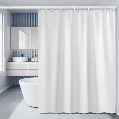 UOSIWYA Badevorhang, Duschvorhang Weiß 180x180cm Badevorhänge Wasserdicht Bad Vorhang Anti Schimmel Bathroom Curtain mit Ösen und Duschvorhangringe für Badezimmer