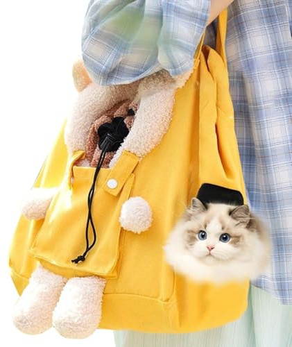 Caja de transporte para gatos, pequeña bolsa de transporte plegable de lona | Bolsa de transporte portátil para perros y gatos, para cachorros, gatitos, animales pequeños, al aire libre, camping