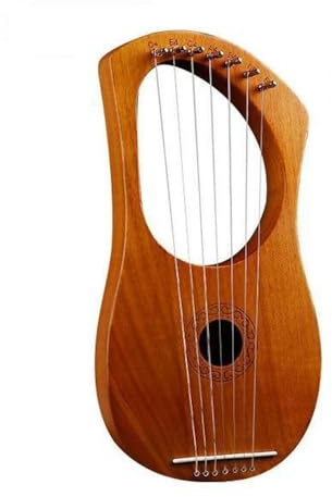 7-String Lyre Harp Ancient Style Terminalia Wood String Instrument with Carry Bag Set Tuning Wrench Cleaning Cloth 2pcs Picks