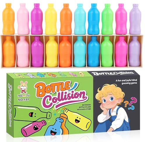 DLAIUSMALL Gioco di bottiglie di memoria, gioco d'azzardo, colori per bambini e adulti, 20 mini bottiglie e base, per famiglia, aule, giardino e picnic
