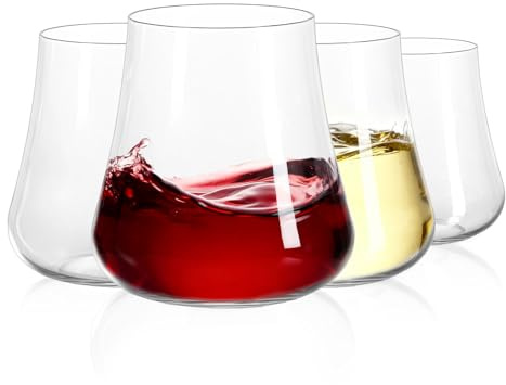 Imourari Weingläser ohne Stiel 600ml - 4er Set große mundgeblasen bleifreies kristall Rotweingläser - Weinbecher für Weißwein & Rotwein als Geschenk