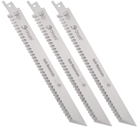 PAYA Stainless Steel Fibre Reciprocating Saw Blades, 228mm,3pc | Professional Saw Accessories for Rock Wool, Glass Wool, Insulation Wool & Various Soft Materials, PY1585