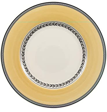 Villeroy und Boch Audun Fleur Speiseteller, 27 cm, Premium Porzellan, Weiß/Grau/Gelb