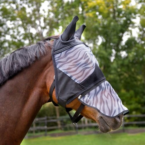 Horze Zebra Fliegenmaske, Schwarz, XL