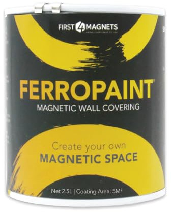 first4magnets Pintura Magnética de Carbón de Carbón Ferropaint® Para Paredes, Dormitorio, Oficina, Cocina, Sala de Juegos, Aula, Bricolaje Y Renovación - 2.5 Litros - 2 Latas