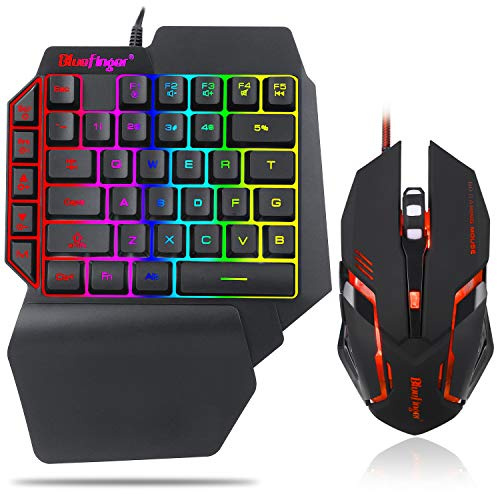 Tastiera da gioco RGB con una mano e mouse retroilluminato, tastiera meccanica con microfono USB con microfono integrato, tastiera per gioco