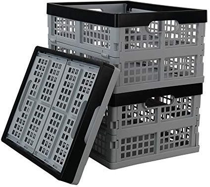 Eagrye 32 L Collapsible Storage Crate, Folding Storage Crates, Set of 3