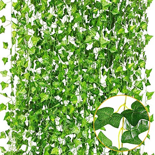 Shiwaki 2 st vägghängande murgröna käppar väggdekoration hängande orkidé grön växtdekoration (Creeper vine)