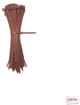 Kabelbinder Braun 100 Stück, 300 mm x 4,8 mm mit 22 kg Zugfestigkeit aus Nylon 66, permanent schließend WeltiesSmartTools