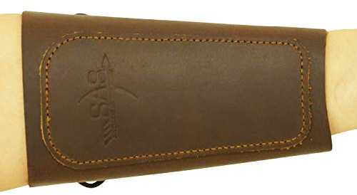 SAS 6.5 Traditional Brown Suede Leather Archery Arm Guard One Size with Cord Strap for Hunting Target Shootig Practice Bow Longbow Adults