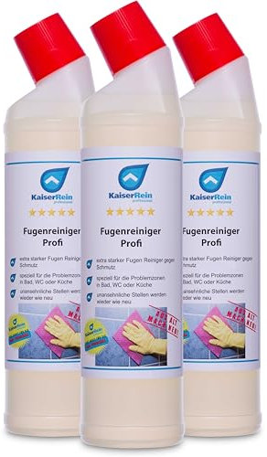 KaiserRein Fugenreiniger flüssig 3x750 ml Für Bad, Küche, Dusche und Fliesen befreit verkalkte und mit Fett, Öl oder Schmutz zugesetzte Fugen in Bad, Küche, Duschkabinen & Badewannen Grund-Reiniger
