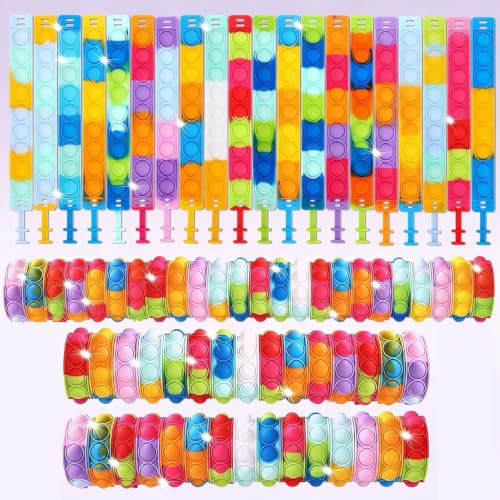 36 PCS Braccialetti Pop Fidget it Bambini, Pop Orso Stile Bracciale, Braccialetto Gadget Festa Bambini, Piccoli Giochi per Regalini