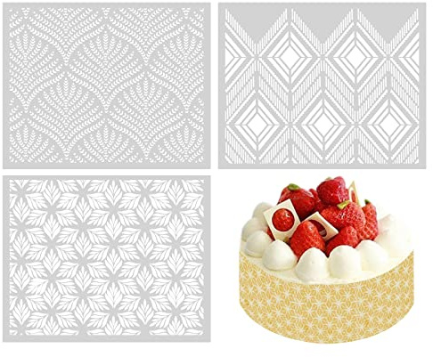 Cake Template Stencil- Cake Stencils Decorating Buttercream, Cake Decorating Templates, Hollow Lace Design Embossing Molds Baking Tools for Cake Decoration Printing Birthday Wedding (3PCS)