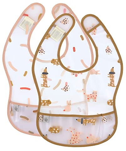 Lässig Bébé Bavoir Set 2 pcs. avec protection anti-chute hydrofuge/EVA Bib Little Mateys spicy orange