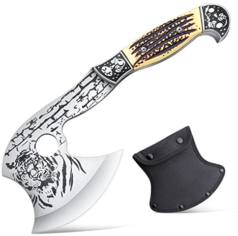 SMITH CHU Survival Axt Wikinger Axt, Schärfe Camping Beil, Handbeil mit Geschenkbox, Outdoor Äxte für Camping, Waldreisen, Jagd, Garten…