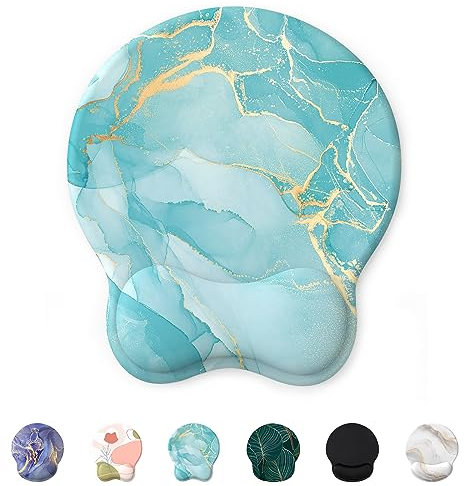 Giecy Tappetino Mouse Poggiapolsi,Gaming Mouse Pad Ergonomico in Gel,Supporto per Polso per Computer per il Gioco, Mousepad con Base in PU Antiscivolo (Marmo Blu)