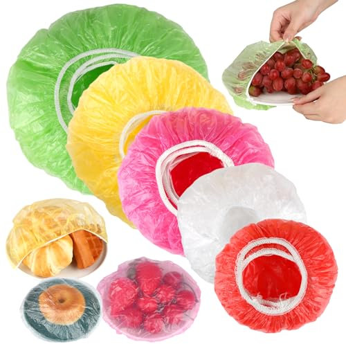 136 Stück Frischhaltebeutel, Vier Größen Wasserdichte Frischhaltebeutel mit Gummizug, Bunt Universal-KüChenver Frischhaltefolie, Wiederverwendbare Abdeckhauben für Lebensmittel