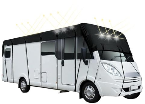 MoguGo Wohnwagen Schutzhülle, Wohnmobil Schutzdach 210D Dachschutzplane Abdeckung Abdeckplane Wasserdicht Wohnmobilabdeckungen (7.5 x 3 m (295,27 x 118,11))
