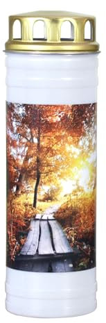 Hochwertige Recycling Ewiglicht Grabkerze - Weg Motiv, langhaltende Gedenkkerze JEKA - TLB